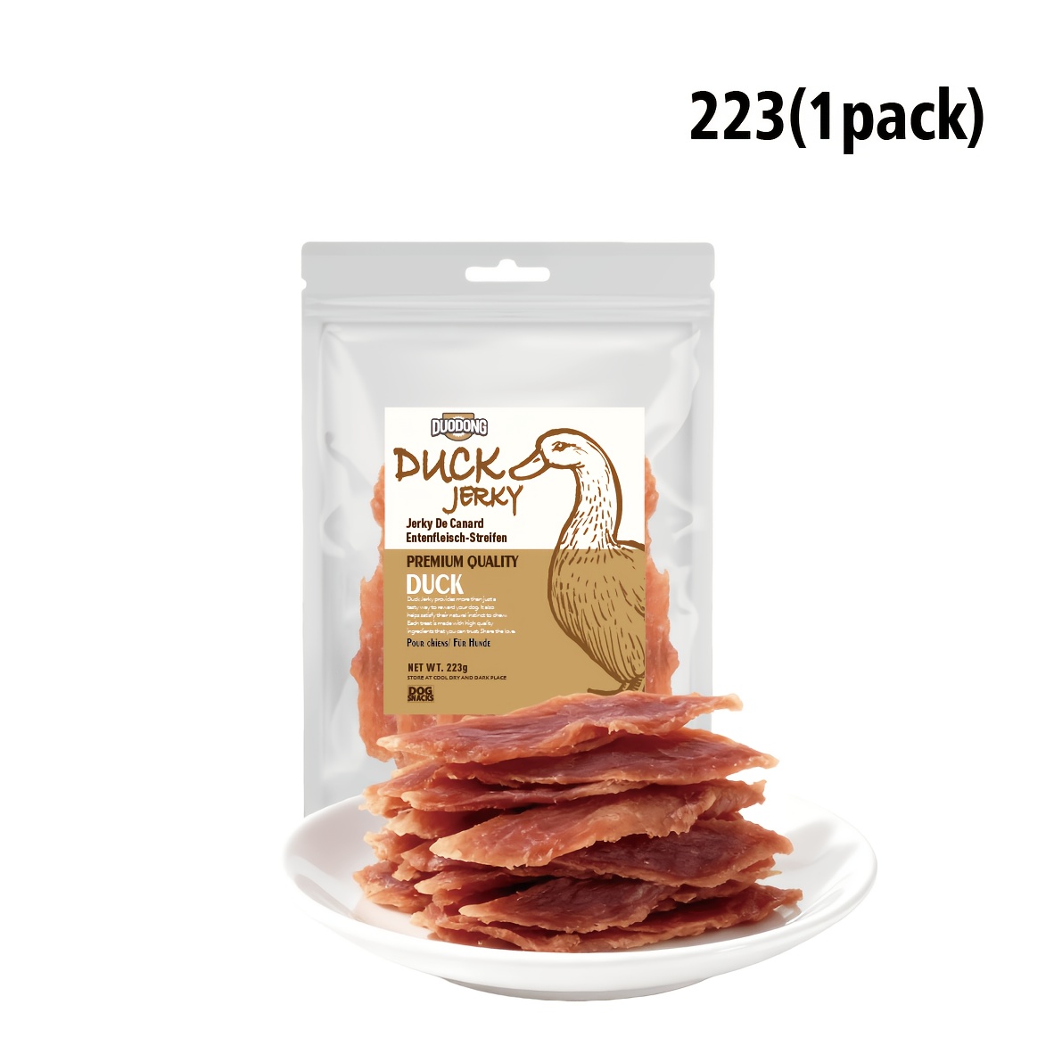 TEMU Echte Eendenborst Jerky Hondensnoepjes Geschikt voor Kleine & Honden - Natuurlijke Gedehydrateerde Eendenborst Eiwitreepjes, Geen Kunstmatige