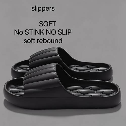 EVA Soft Sole Pillow Slides, Soft Sole Quick-Drying Non-Slip Home Shower Slides, Lightweight Beach Slides, Women Shoes
