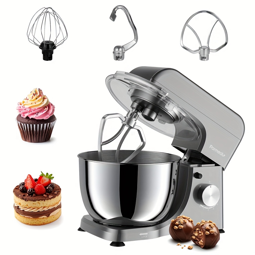 TEMU 8-speed Electric Stand Mixer Machine, Stand Mixer For The Kitchen, 380 W Tilt-head Stand Cake Mixer With 4.5l 304 Stainless Steel Bowl, Cover&