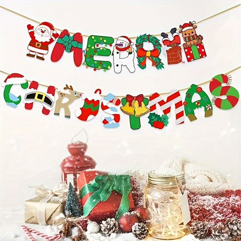 TEMU Christmas Banner - Cartoon Lettering, For Decorations, For Christmas