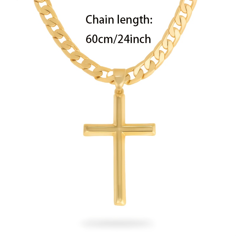 Image of Local Warehouse, A Stylish Street-style 925 Silver Necklace With A Cuban Cross Pendant For Men And Women, Perfect As An Easter Gift Or A Holiday Present, With A Gift Box.