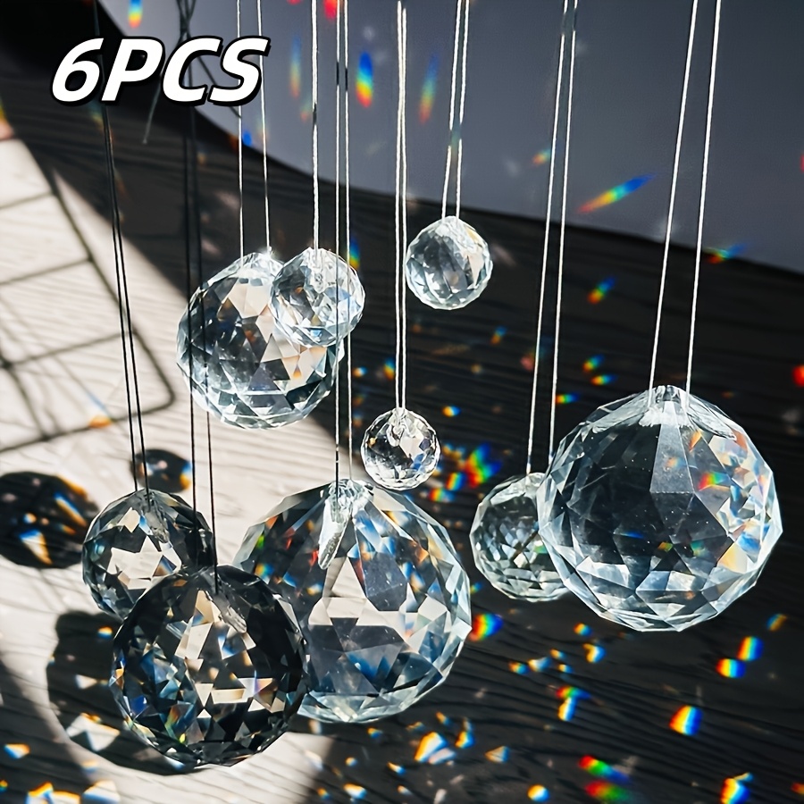 6-pack Crystal Prism Garden Suncatchers - Sparkling Glass Rainbow Makers Pendant Set For Home And Garden Decor, Ideal For Wedding, Engagement, Birthday Festive Celebrations