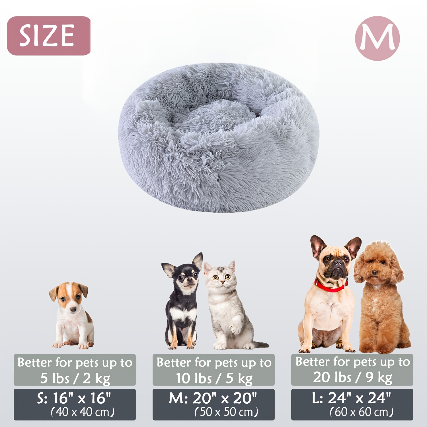 E-shop Weiches gemütliches warmes Hundebett im Donut-Stil, langes Plüsch-Katzenbett für Tiefschlaf, einzigartiges rundes Design, für alle Jahreszeiten