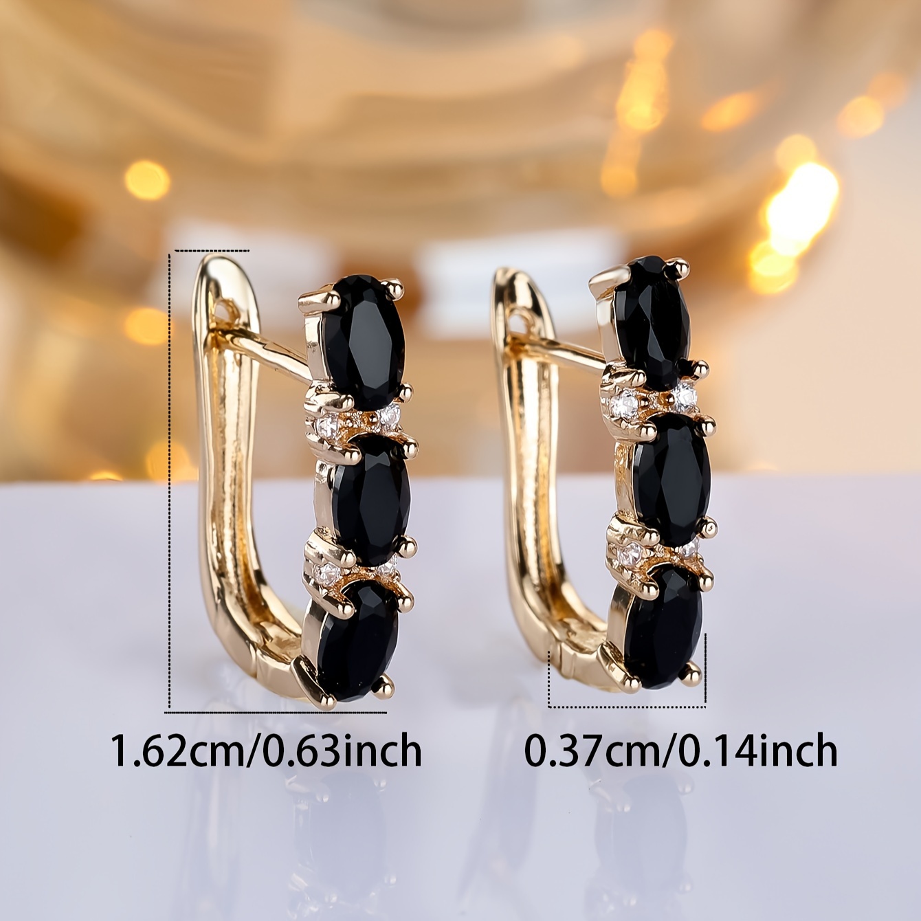 Golden Oval Cut Stone Drop Earrings for Women