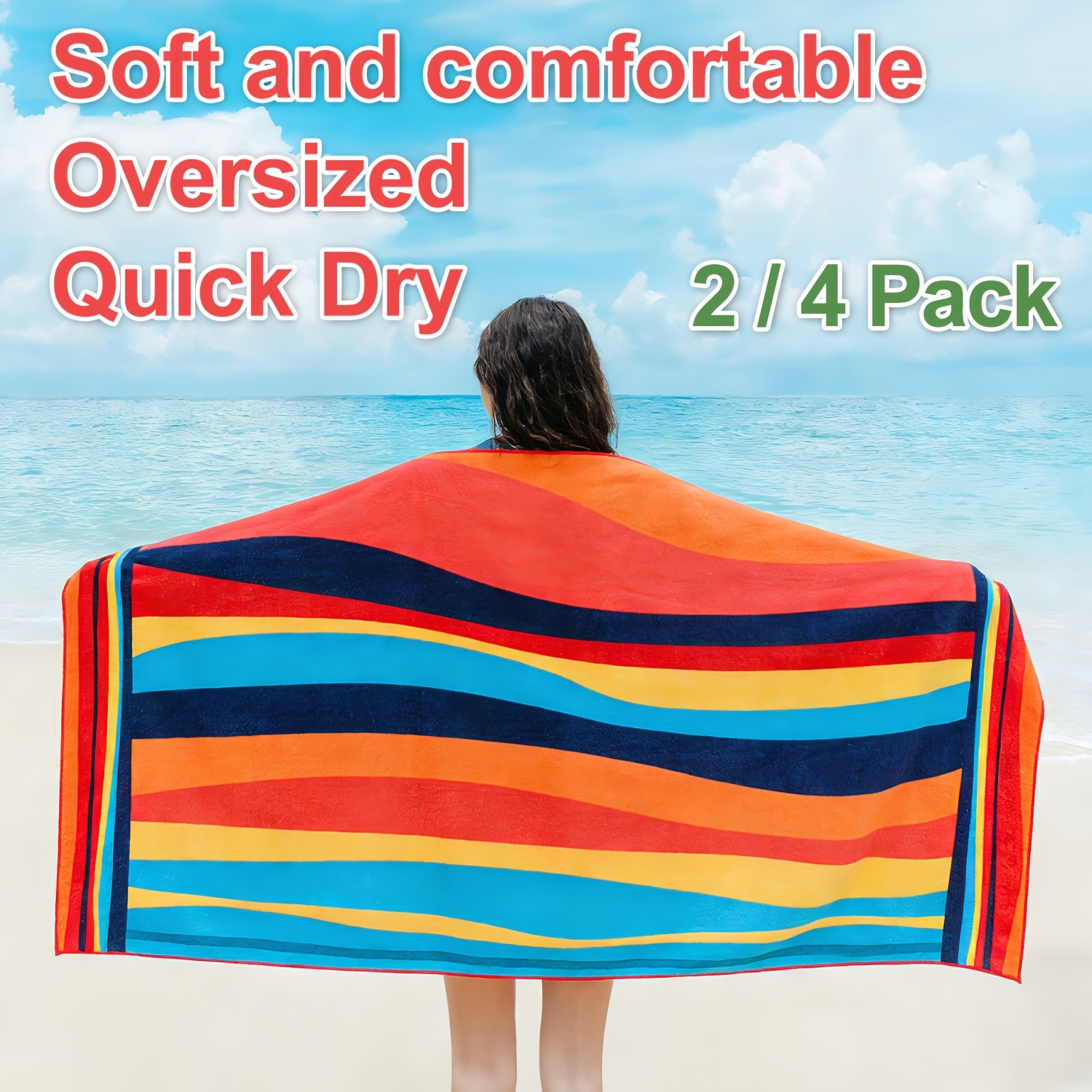 item picture 2 4 pack 70x38 inch oversized bath towels summer beach towels swimming blankets air conditioning blankets quick dry machine washable fade resistant valentines gift for beach pool picnic yoga mat travel blanket and home decor