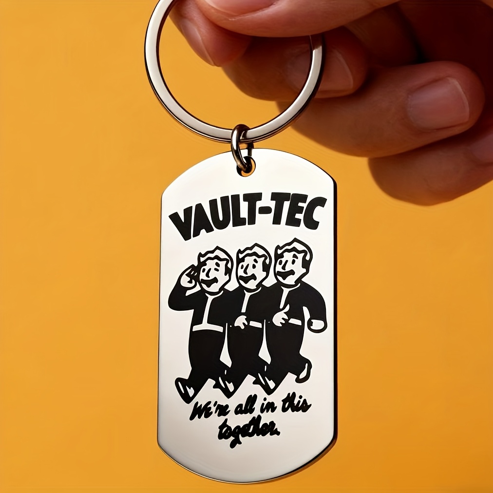 TEMU A Must-have For Any The '' Game! -tec Stainless Steel Keychain Features The Adorable Image Of A Vault And The Slogan