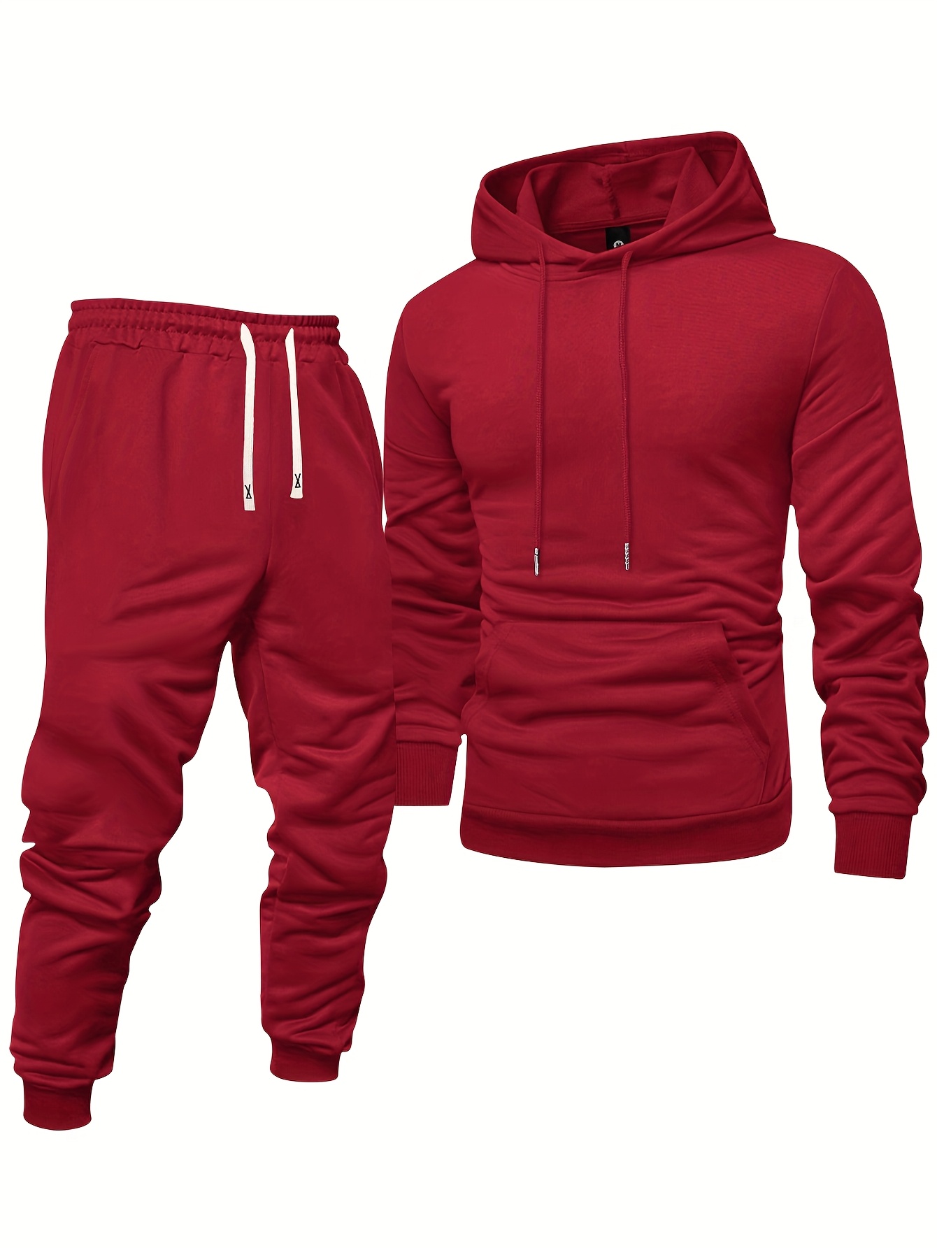 Ensemble de sport décontracté pour homme, 8 pièces : sweat-shirt à capuche + pantalon de survêtement, automne et printemps, couleur unie, pull uni, manches longues, capuche, cordon de serrage, taille élastique, pantalon côtelé à chevilles.