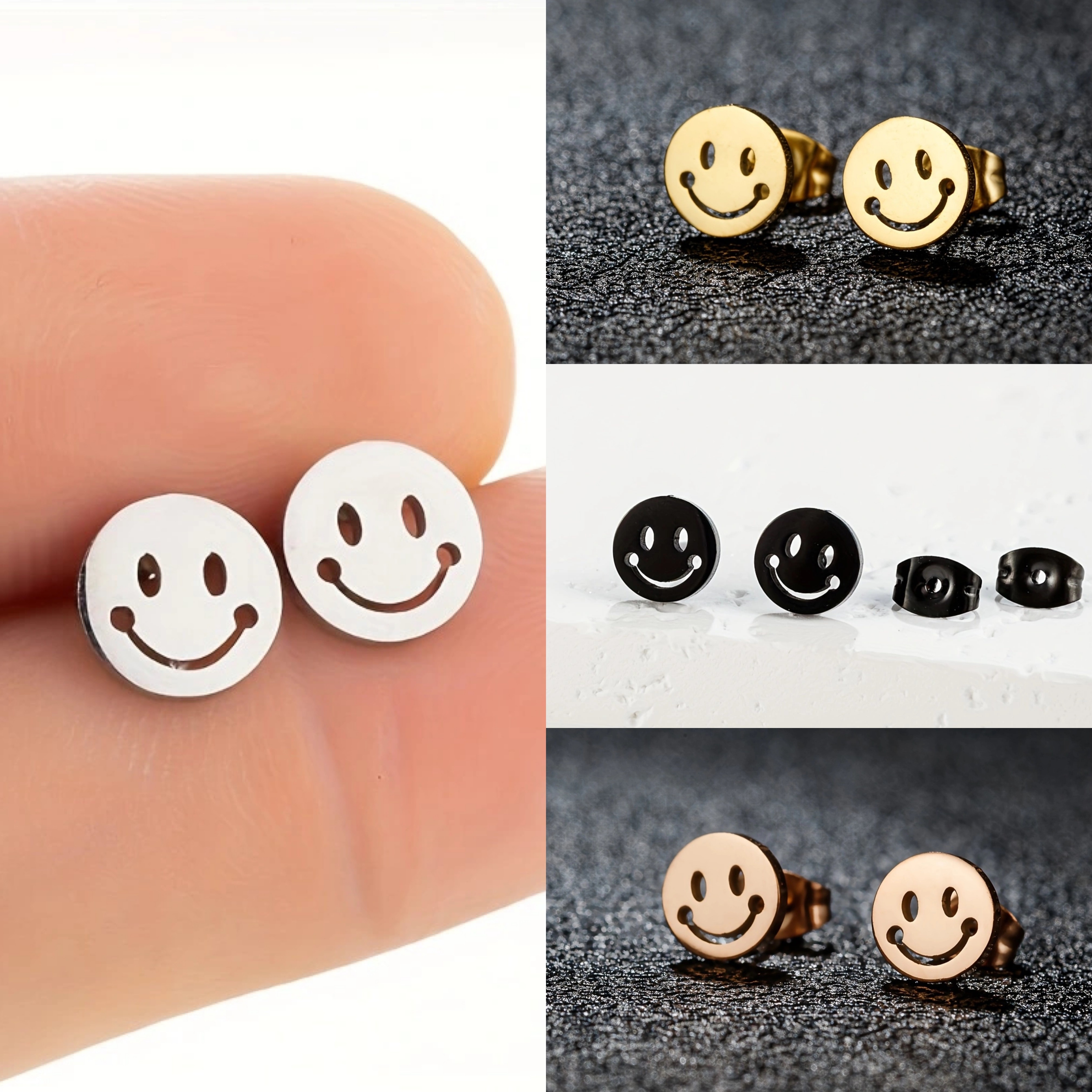 Men s Minimalist Stainless Steel Jewelry Cute Happy Face Temu