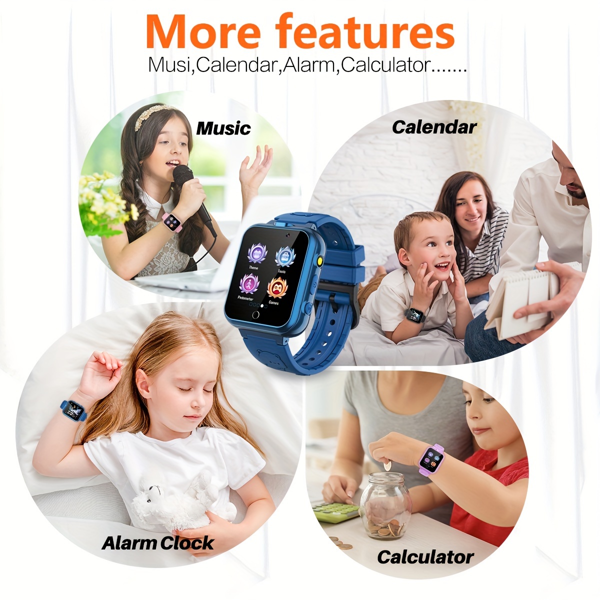 Kids Smartwatch 24 Puzzle Games, Pedometer, Alarm Clock, Children's Watch Toy Suitable For Boys And Girls Aged 6, 7, 8, 9, 10, 11, Birthdays, Halloween, Christmas Gifts