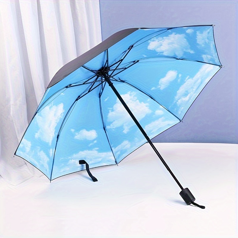 

Star Cloud Patten Compact Manual Portable Folding Small Umbrella, Windproof Waterproof Travel Umbrella For Rainy & Sunny Day Lightweight Strong Uv Protection