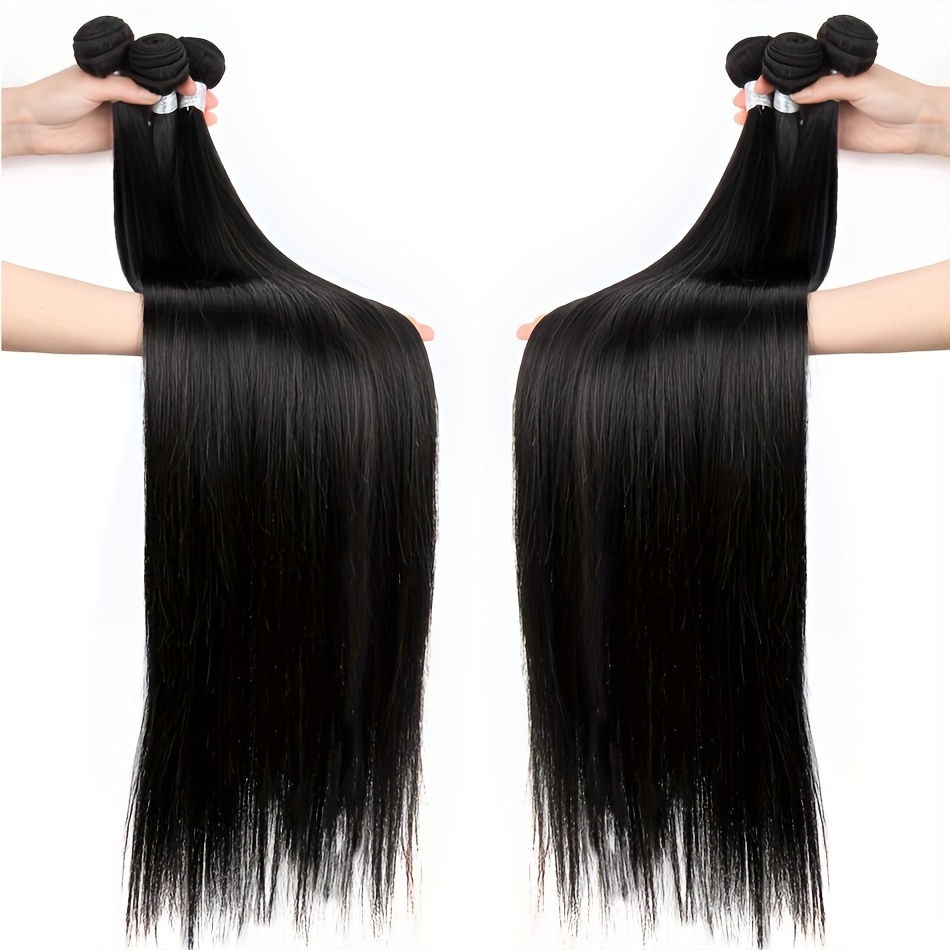 Long Straight Human Hair Bundles Sew In Hair Extensions - Temu Canada