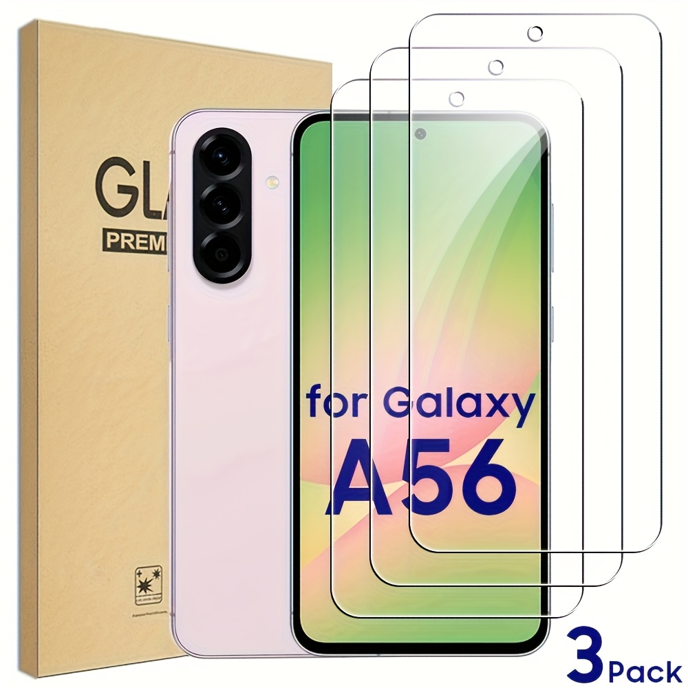 E-shop 3 Stück Gehärtetes Glas Display-Schutzfolie für for Galaxy A56 5G, Glatte Vollabdeckung, Kratzfest, Blasenfrei, Einfache Installation