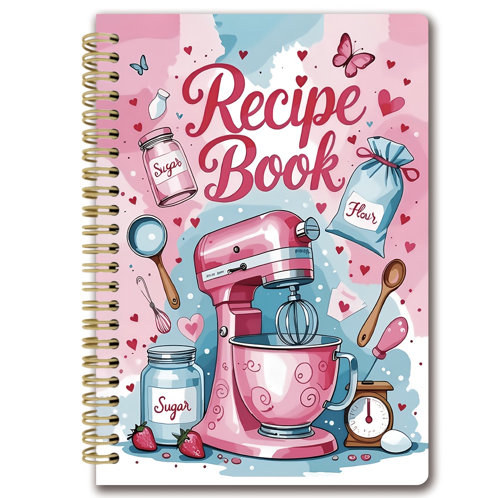 Image of Recipe Book - Kitchen Journal With Spiral Binding, A5 Cookbook Organizer (14.8x21cm) Holds 100 Recipes Blank Pages For Cooking, Baking, Meal Planning Recipe Notebooks For Home And Professional Chefs