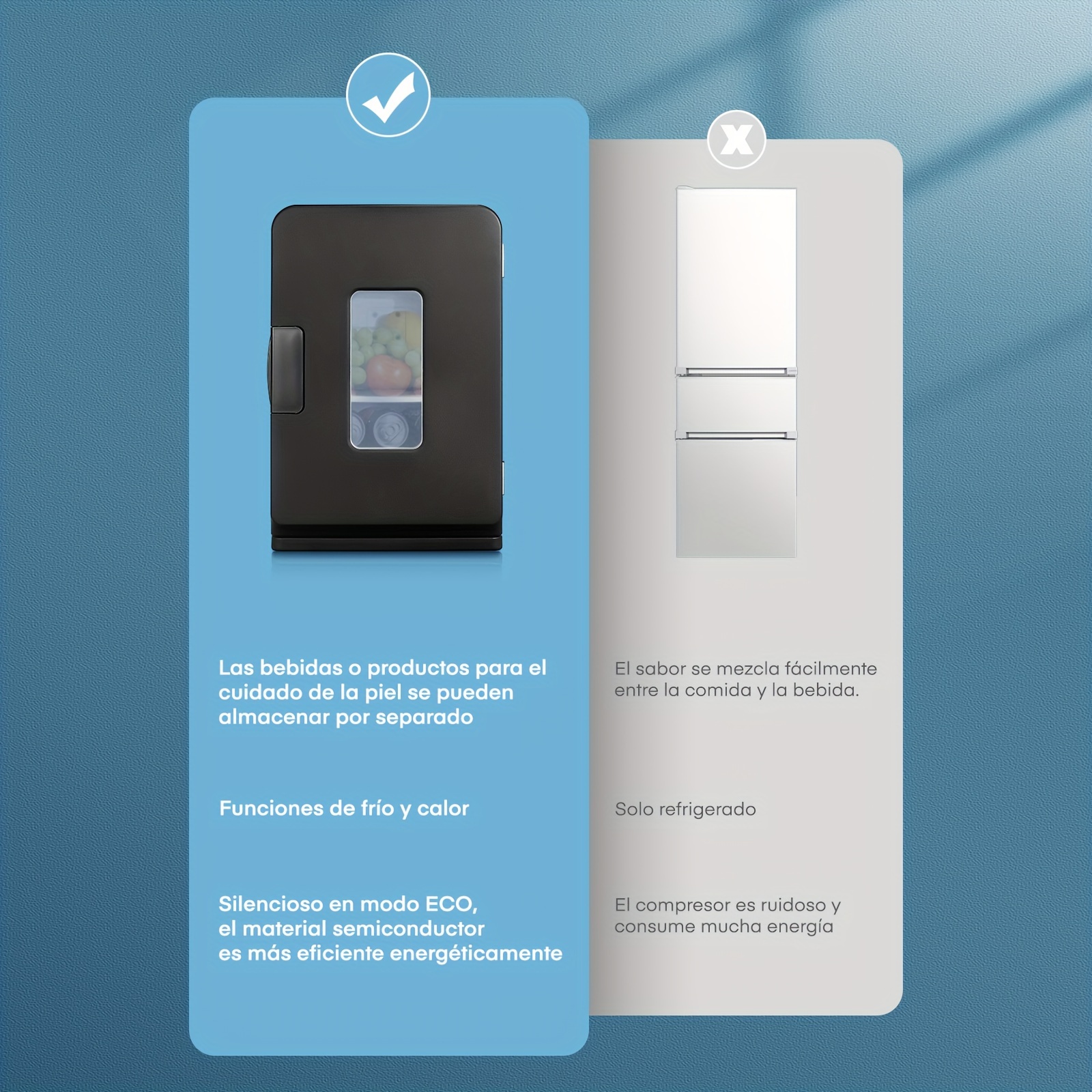 Mini Fridge 15 Liter/21 Cans, AC+DC Power Small Fridge for Bedroom, Car, Office, Thermoelectric Cooler and Warmer Skincare Fridge for Food, Drinks, Cosmetics, Max & ECO Mode, Black