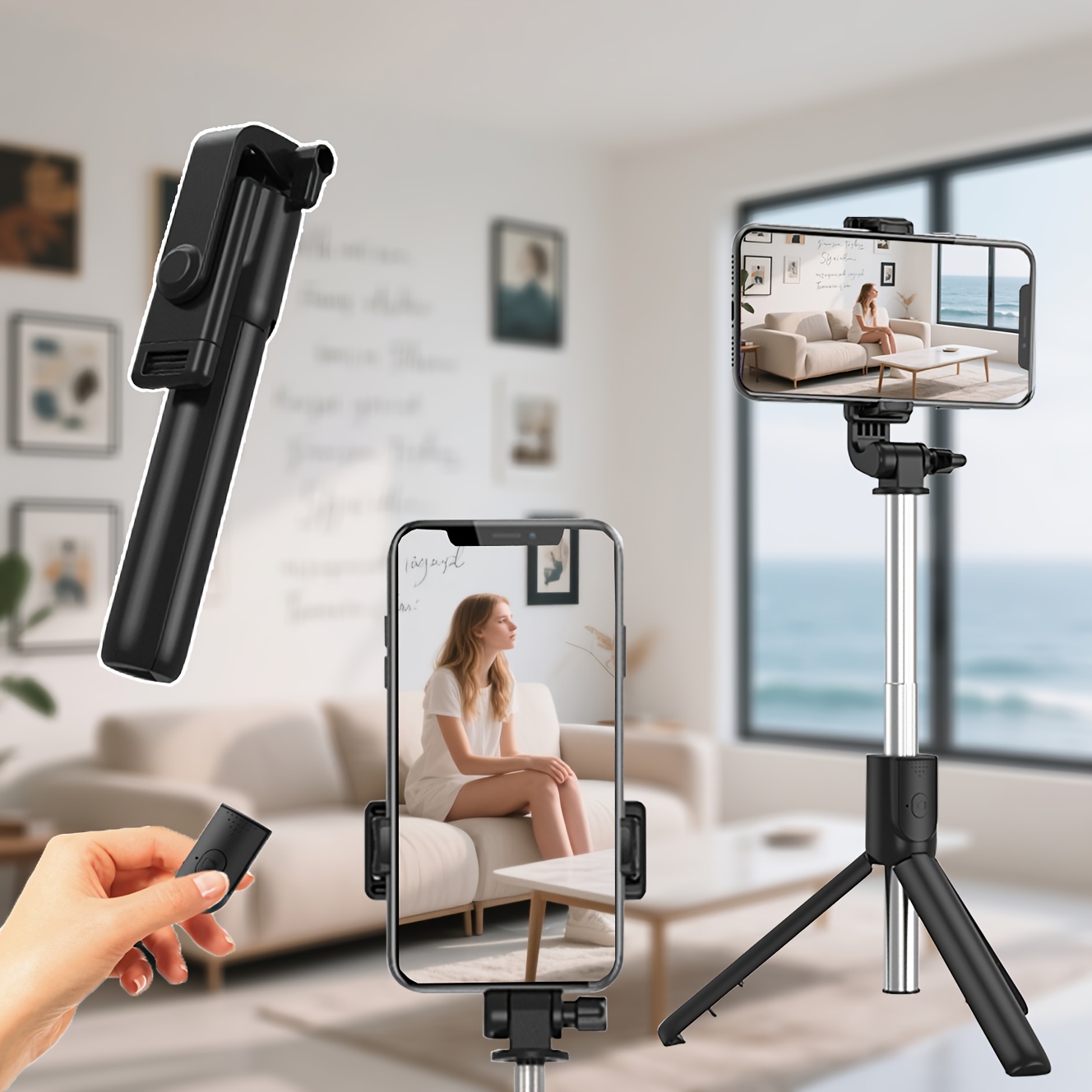 1pc selfie stick wireless selfie stick with tripod stand selfie stick remote control phone holder and built in tripod