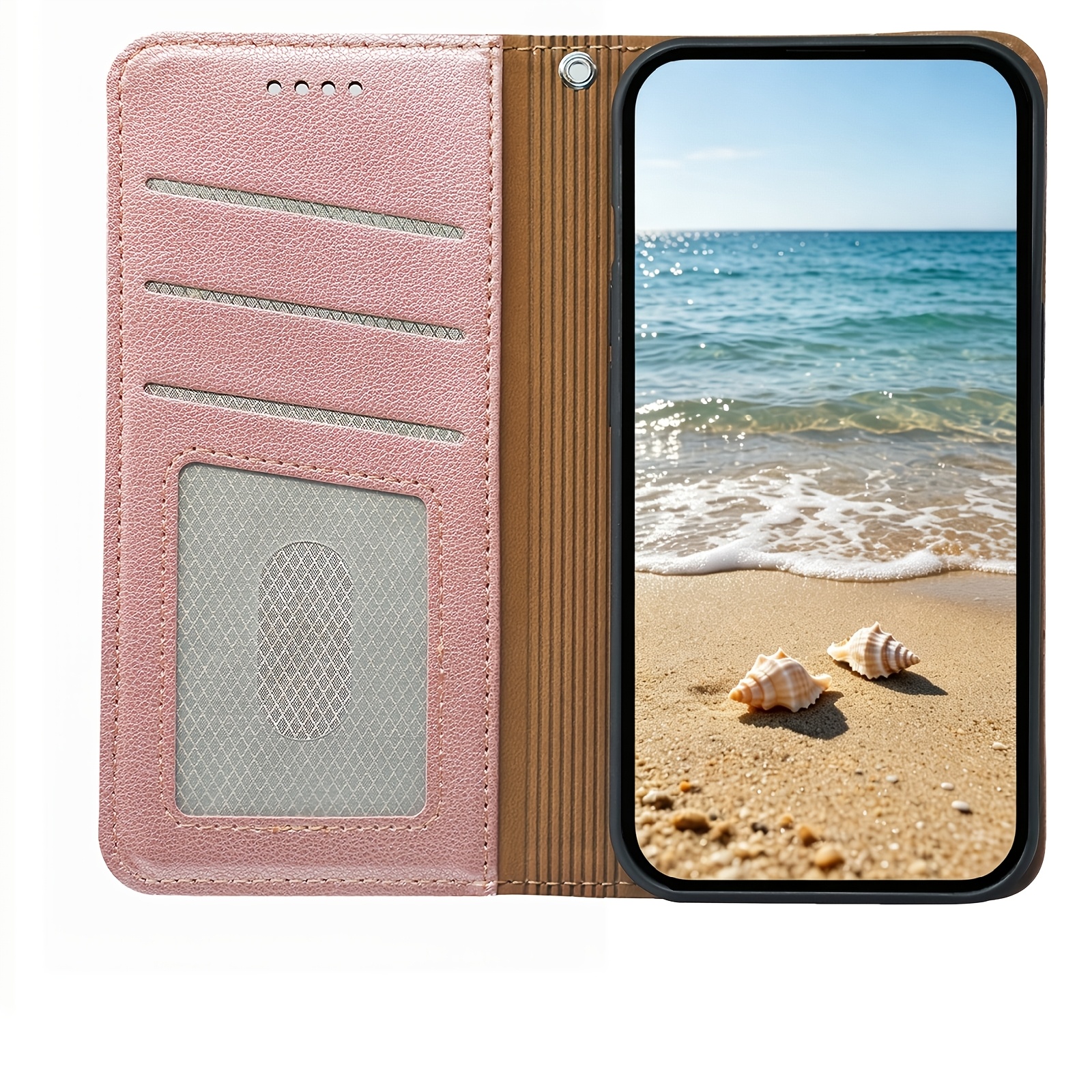 TEMU Phone Case - Flip Wallet Phone Case For Moto G06/g06 Power, Durable Material Grain Lychee Pattern, Folio -round Rfid Blocking Protection