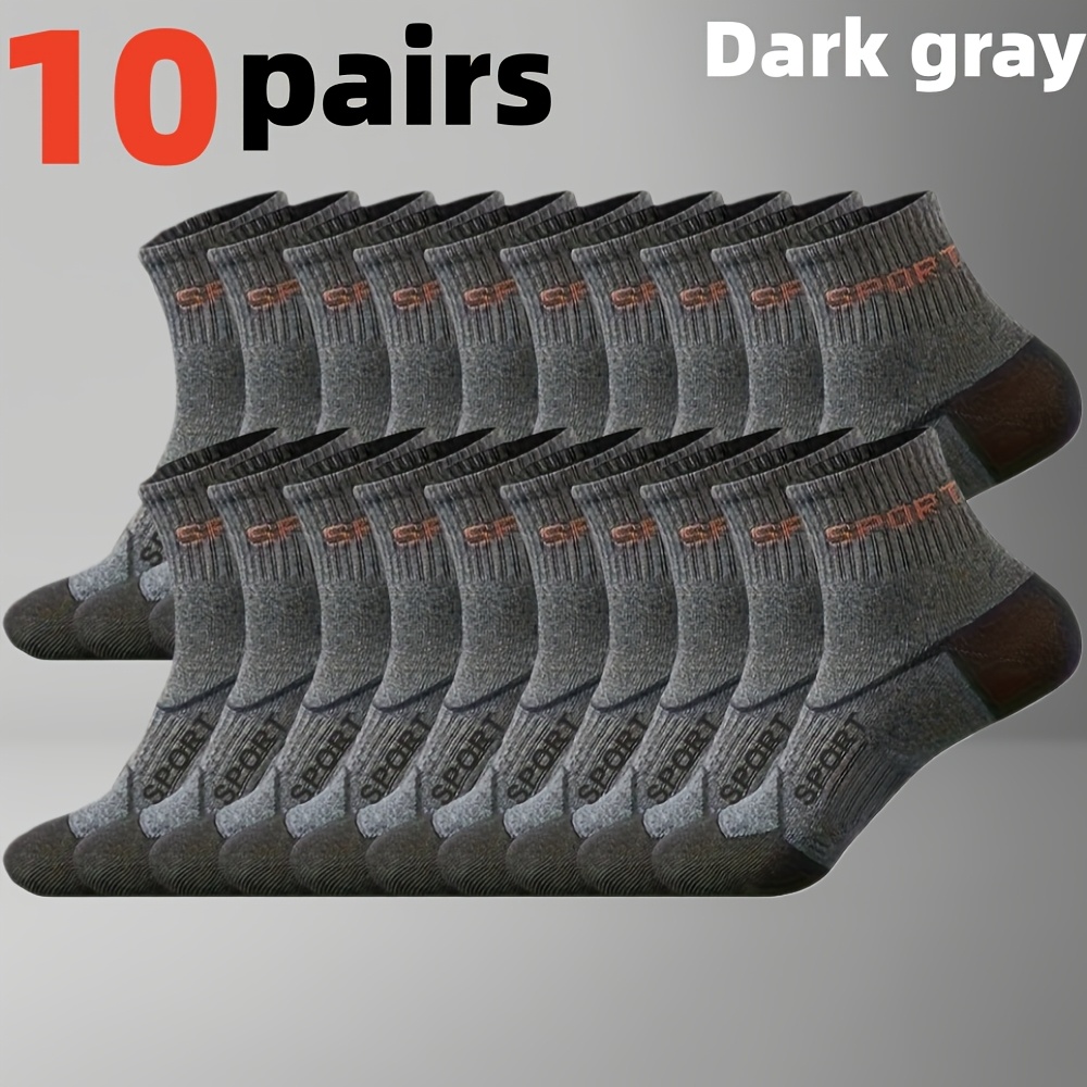 TEMU Men's Socks With Superior Moisture-wicking And , 10 Pairs Letter Elastic Casual Sports Mid-calf Socks, Versatile For All Clothing Styles.