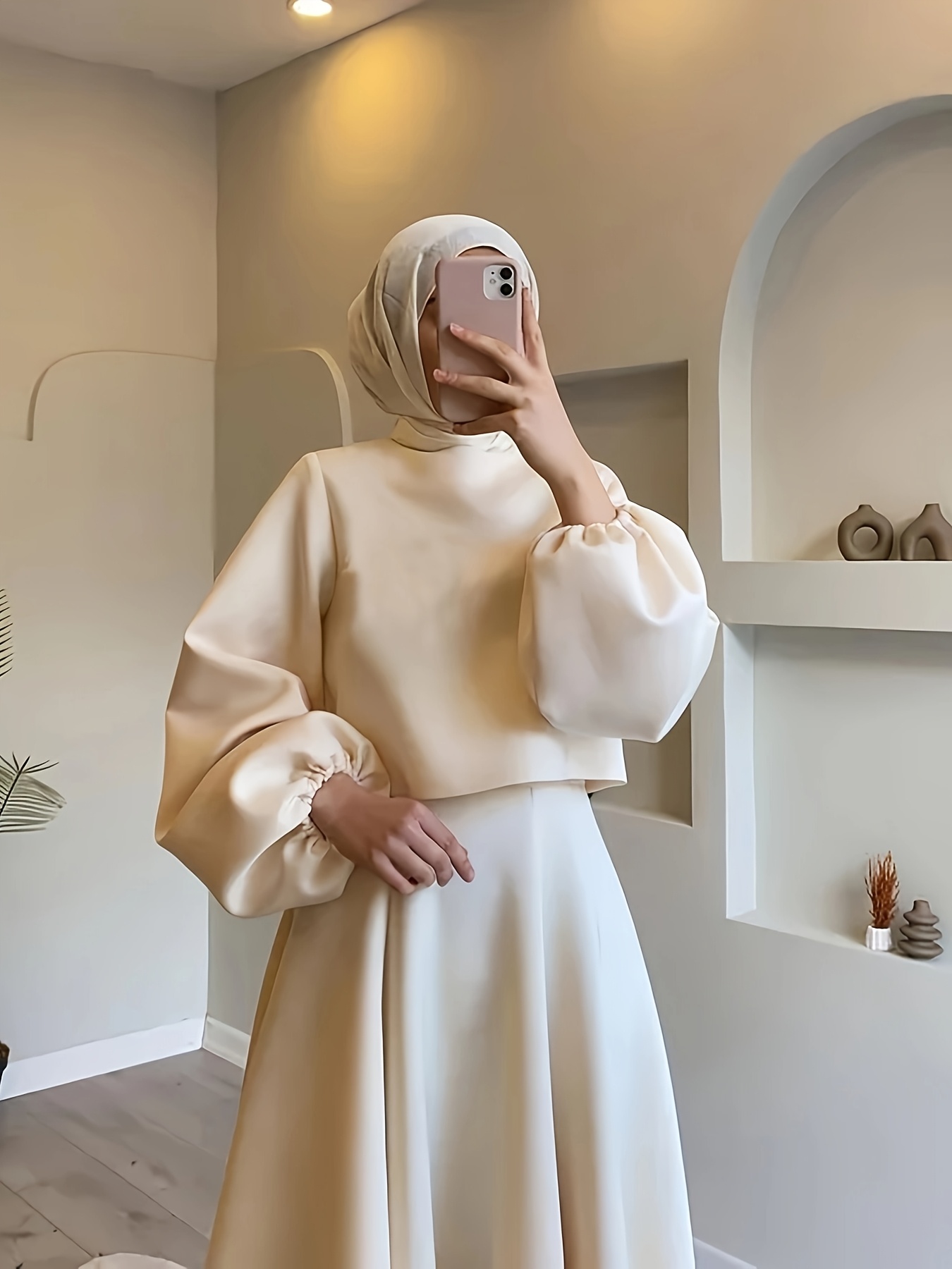 Newness Serene Sunset Lantern Sleeve Set A stylish two piece set featuring flowy lantern sleeves and a flattering silhouette perfect for creating a chic and sophisticated look