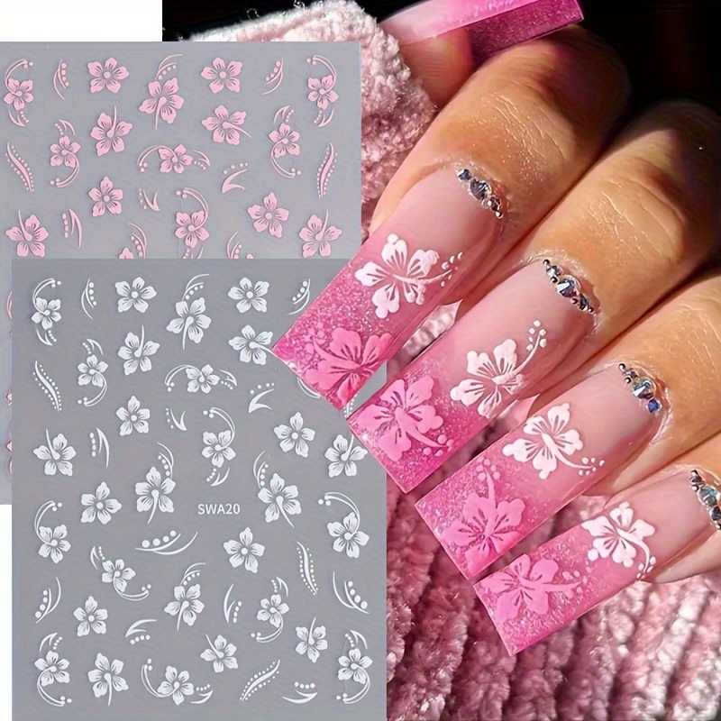 50 Blatt 3D Nagelaufkleber Set Mit Blumen & Mustern – Selbstklebend Für Kreative Nail Art