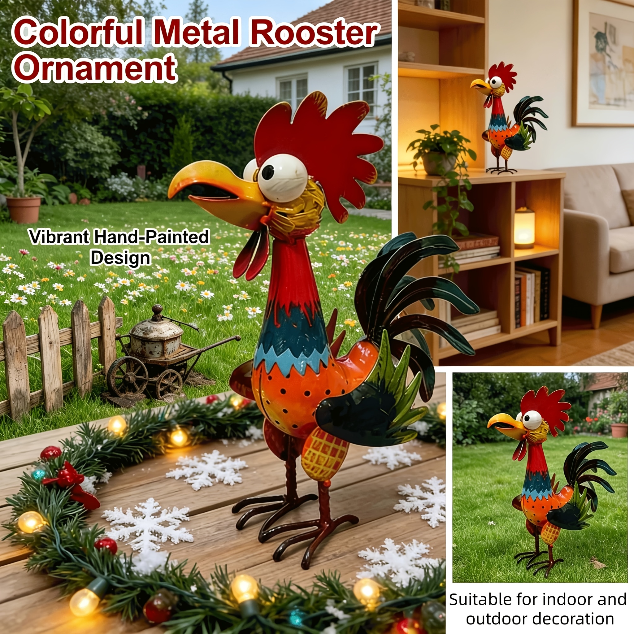 TEMU 9.8*7.08*5.3in Metal Colorful Ornament, Cast Iron Art Outdoor Sculpture, Suitable For Home, Outdoor, Parties, Gatherings, Creative Gift For Mom