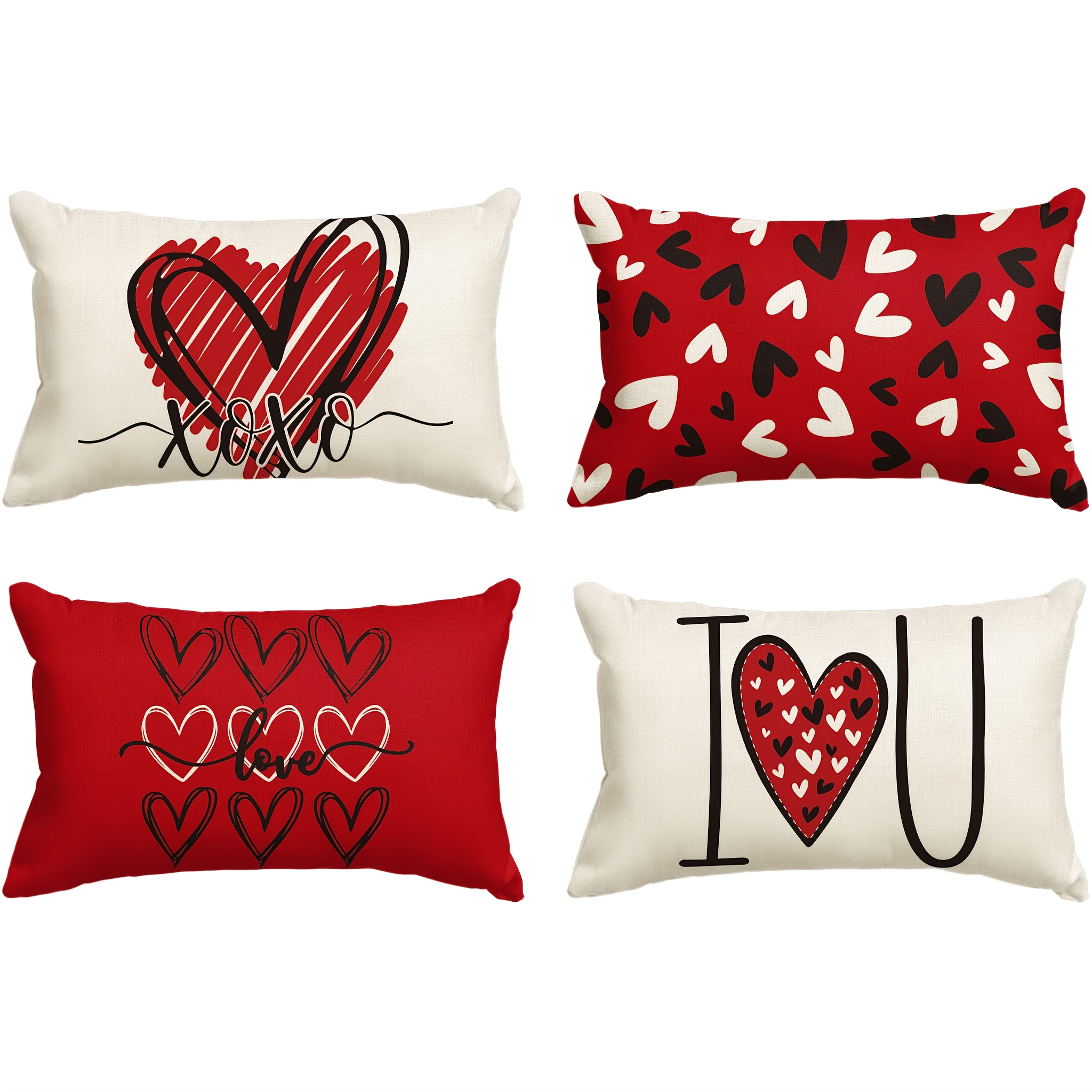 

4pcs, Throw Pillow Covers, 12 X 20 Inch Decoration For Sofa Couch (single Side, No Pillow )