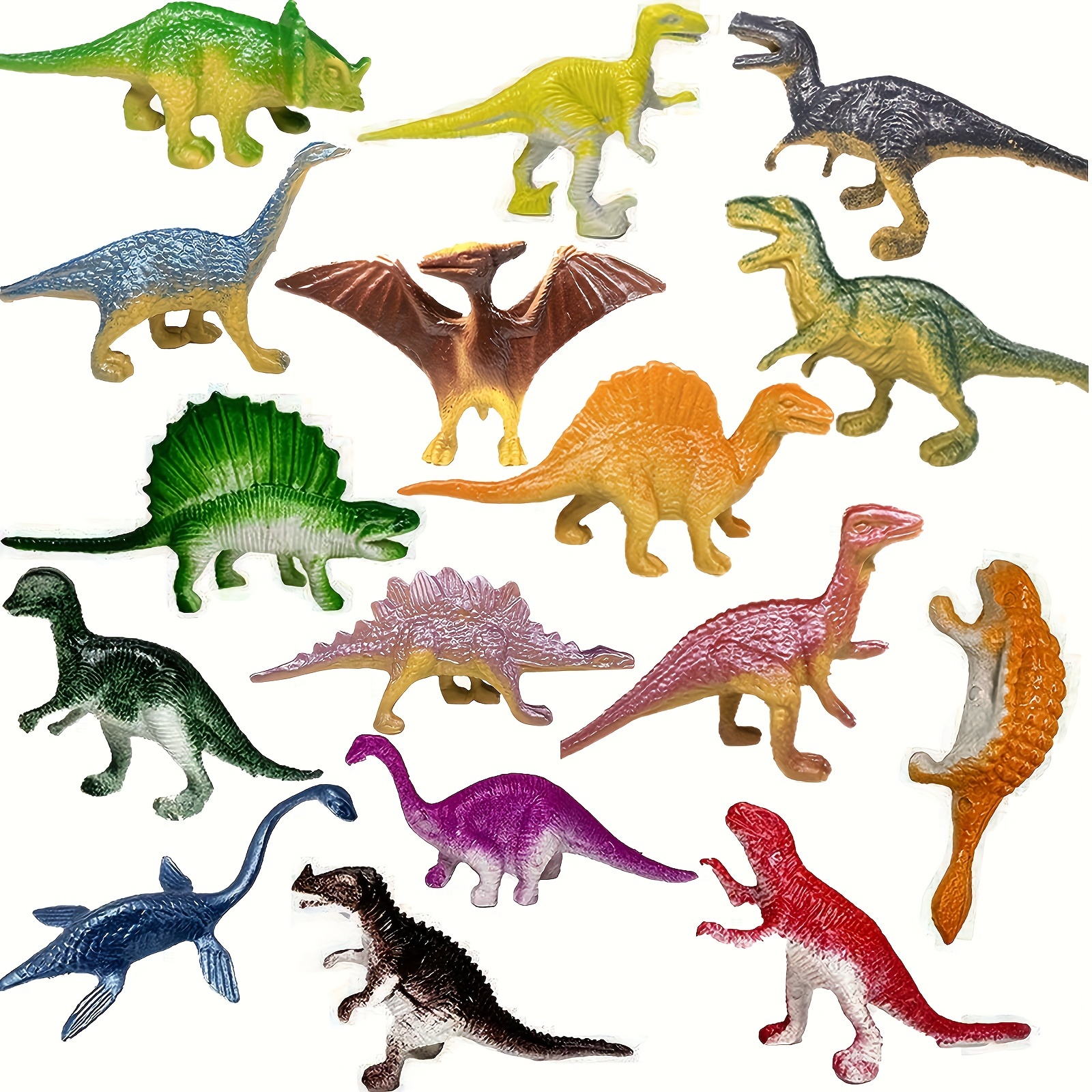 

16pcs Prehistoric Dinosaur Models, Various Varieties, Sizes, And Colors, Puzzle Plastic Model Ornaments 7cm/2.7in * 4cm/1.5in