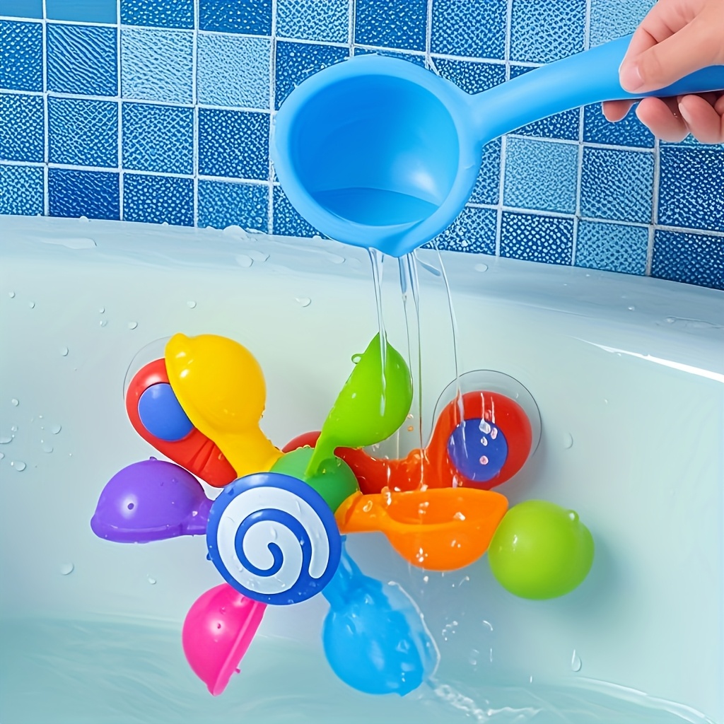 Fun Bathtub Windmill Toy, Very Suitable for Youngsters, Suitable for Bathroom and Outdoor Swimming Pool, Exquisite Gift for Youngsters Over 18 Months (Random Color) (with Two Spoons)
