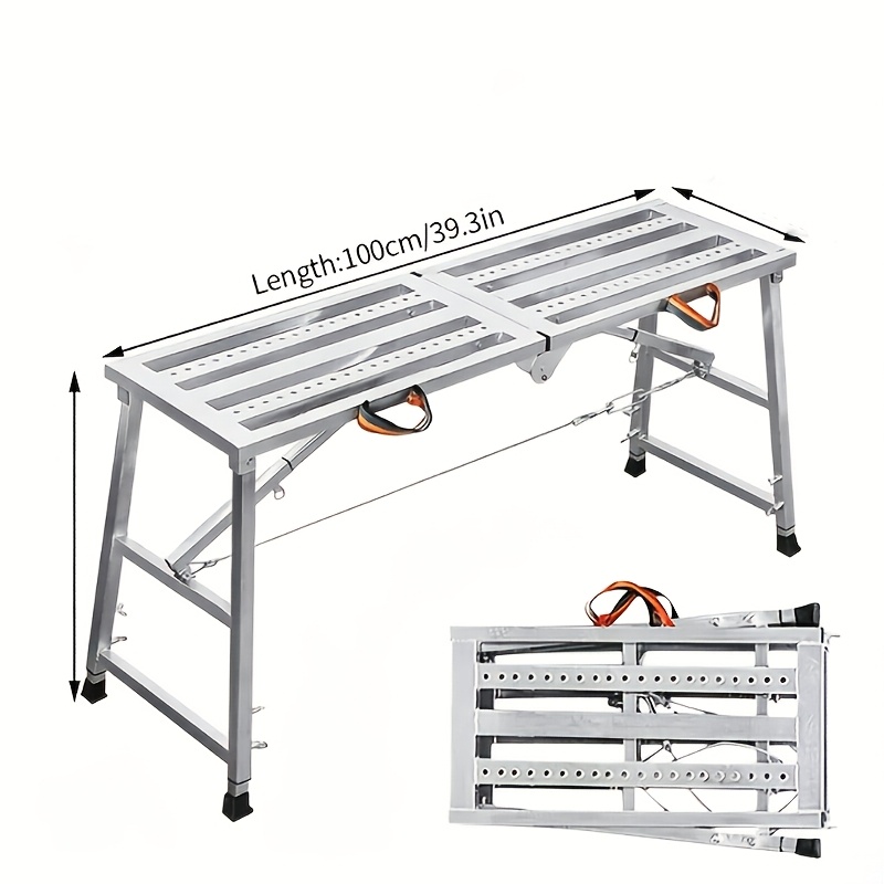 TEMU Portable Multipurpose Folding Scaffolding Work Platform | Carbon Steel Structure, Adjustable Height, 400 Kg Duty Rating, Suitable For Rv