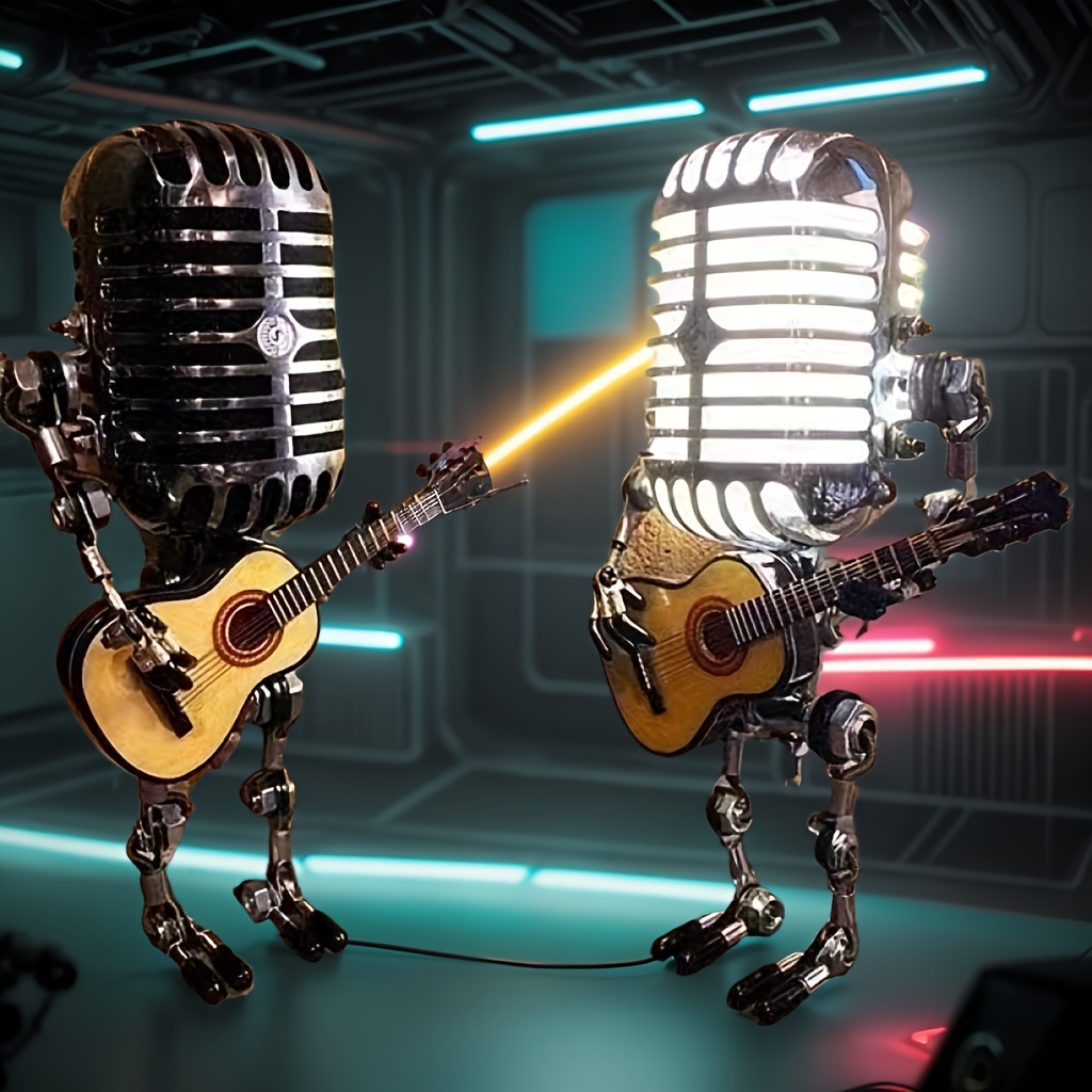 

Creative Decorations, Handicrafts, Glowing Metal Microphone Robots, Electric Guitar Robots (with Lighting Effects), Illuminated Home Decorations, Halloween, Easter, Party Decorations, Holiday Gifts