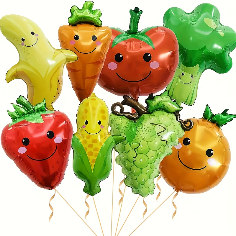 4 8pcs fruits vegetables balloons fruit birthday for party enormous vegetable fruits reusable helium balloons different shape foil balloons for party gathering birthday shower wedding kids gift