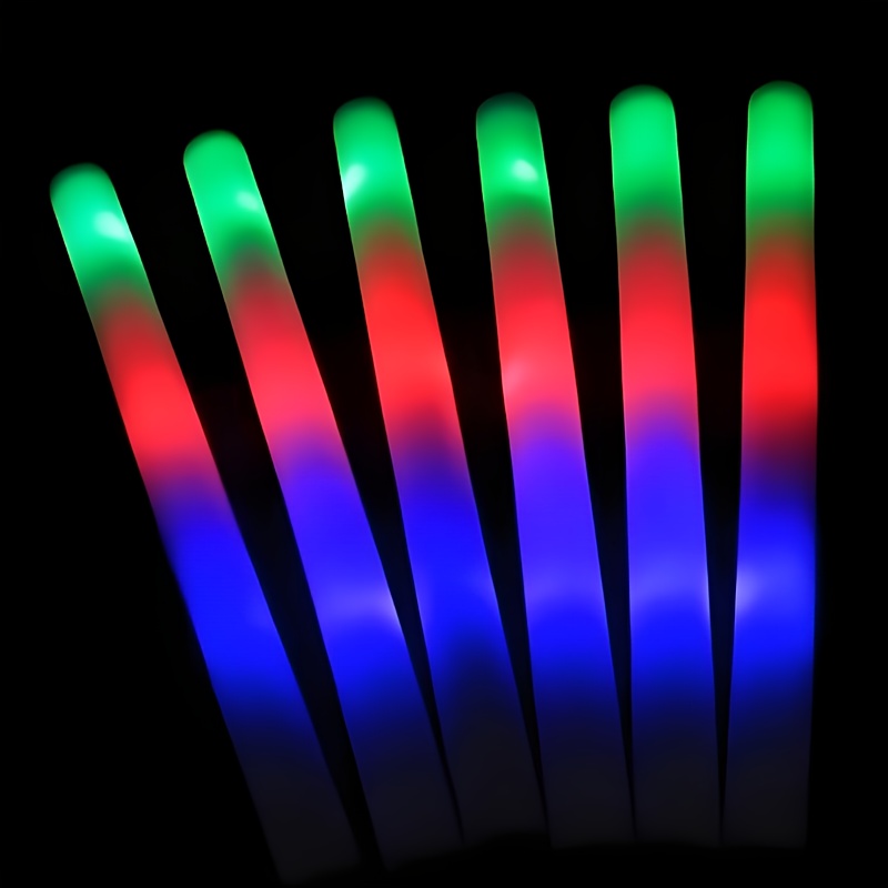 TEMU 26/96pcs Led Foam Glow Sticks Bulk, Glow Sticks Bulk Party Pack With 3 Colorful Flashing, Glow In The Dark Party Supplies, Light Up Foam Sticks