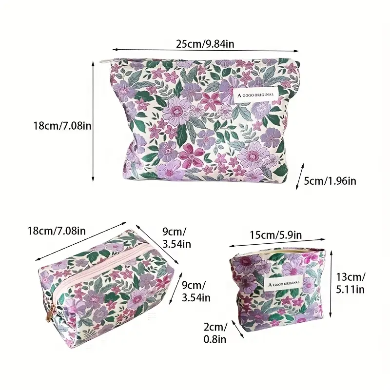 Sutowe Lot de 3 Trousses de Toilette pour Femme avec Motif Floral - capacité - Trousse de Maquillage Portable - pour Le Quotidien et Les Voyages, Couleur B, Pratique Sutowe Lot de 3 Trousses de Toilette pour Femme avec Motif Floral - capacité - Trousse de Maquillage Portable - pour Le Quotidien et Les Voyages, Couleur B, Pratique