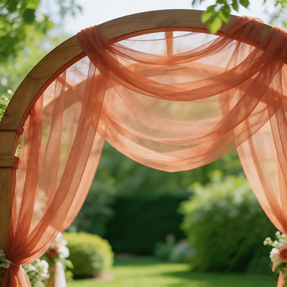 TEMU 1pc, 32.64 Feet Of Rust-red Tulle Craft Fabric, Suitable For Thanksgiving Runners, Halloween Bonfire Party Backdrops, Autumnal Equinox Chairback
