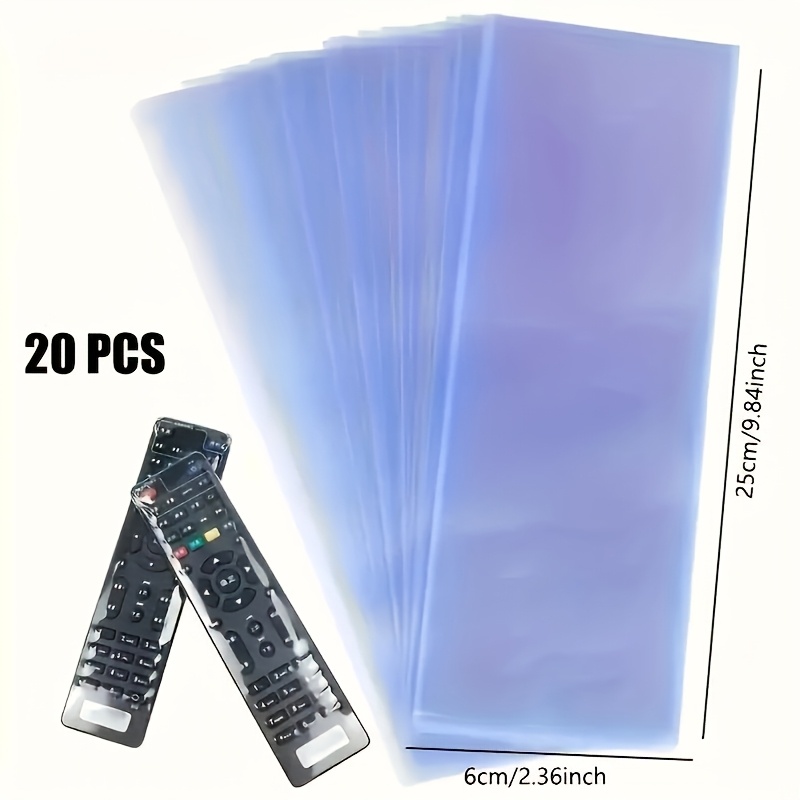 TEMU 20pcs Of Transparent Pvc Heat Shrinkable Protective Film-dustproof, Waterproof And Scratch-resistant Sleeves, Suitable For Tv Remote Controls,