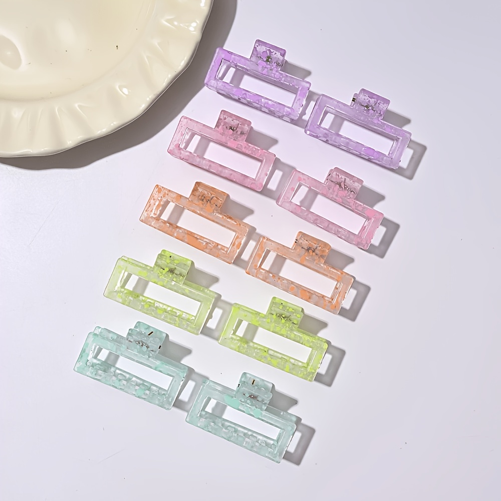 TEMU 10pcs New Cross-border Ink Splashing Transparent Hair Claw Clips Half Up Hair Clips Side Clips Hair Pins For Women Hair Accessories