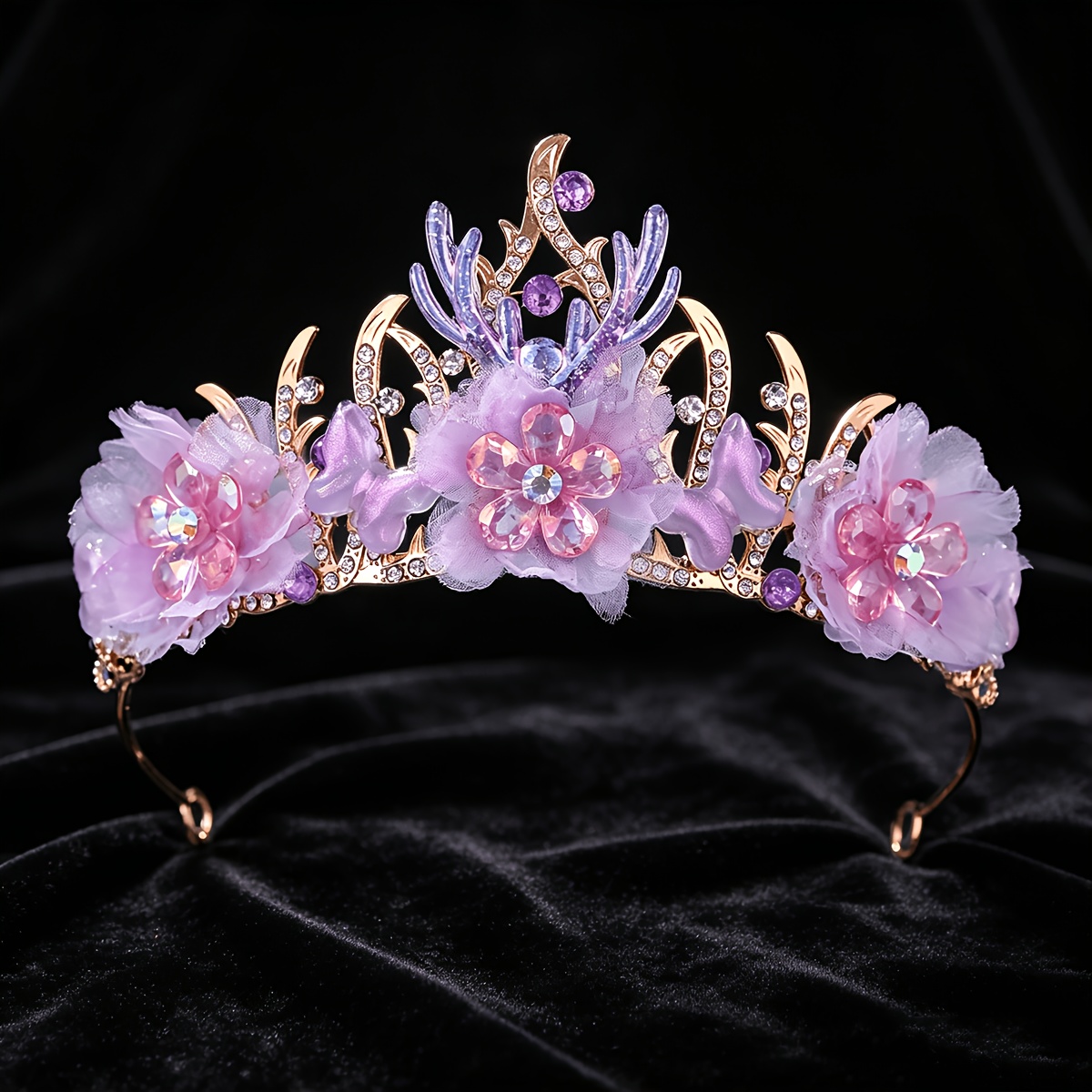 TEMU 1pc Vacation Rhinestone Crown, Hand-woven Party And Evening Wear Headpiece For Vacation Dress-up