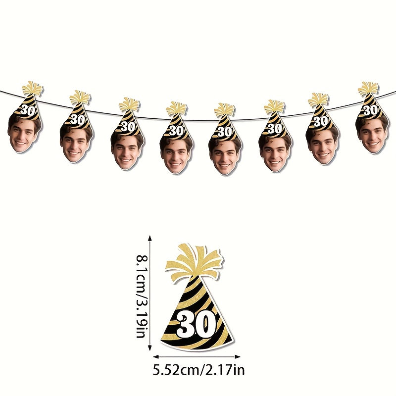 8pcs Custom Photo Personalized Age Banner Decorated With A And Pink Ribbon - Suitable For Birthdays And Anniversaries At Ages 18, 21, 30, 40, 50, And 60