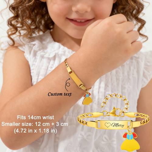 personalized gift custom girls jewelry bracelet 304 stainless steel princess dress pendant with adjustable 12 3cm small size bracelet suitable as a birthday gift for daughters and granddaughters aged 3 8 christmas gift ideas