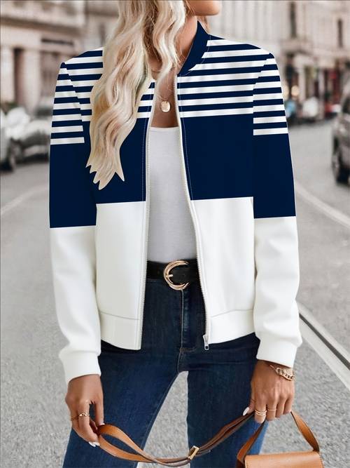 item picture retro and trendy collision blue white striped jacket must have item for