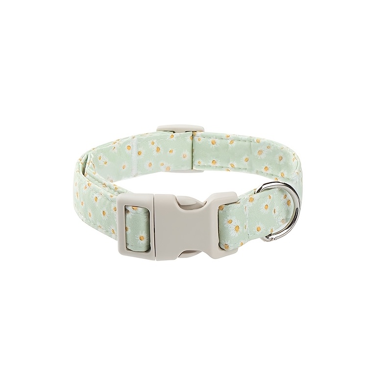 TEMU Green Daisy Dog Collar, Anti-loss And Anti-escape, Adjustable For Small, Medium, And Large Dogs, Comfortable Neck Collar, Pet Supplies