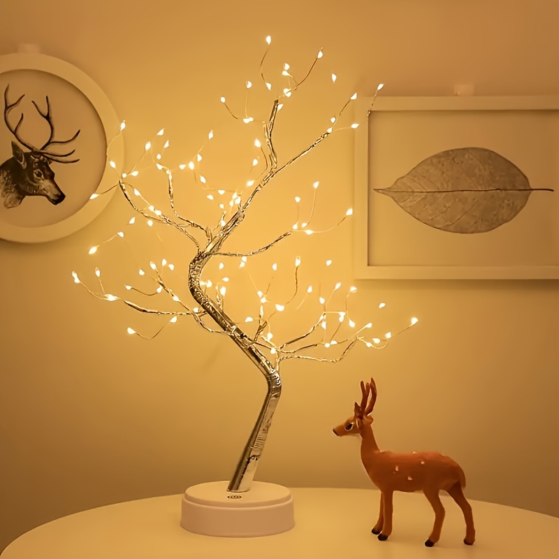 TEMU A Led Artificial Table Lamp With 108 Warm White Lights, Touch Control, Usb/battery, Suitable For Bedroom, Study, Living Room, Dining Room, And