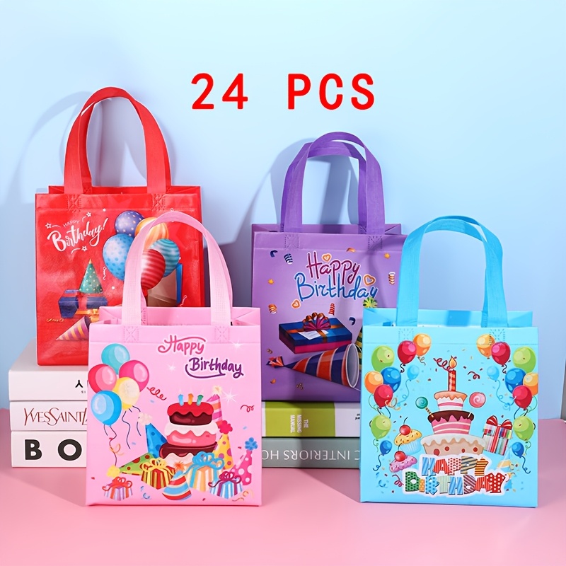 E-shop 24 Stück Geburtstagsparty Geschenktüten Vliesstoff Tragetaschen Geschenktüten
