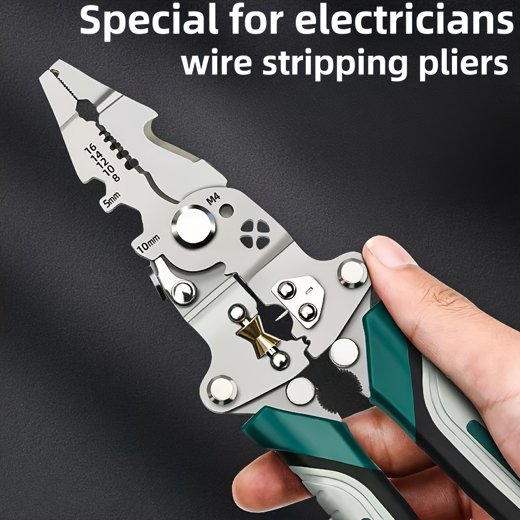 professional electrician multi function wire stripper pliers 16 in 1 tool with folding design for stripping cutting twisting terminal connections compact storage for home construction electrical work home utility ergonomic handle construction electrician tools details 4