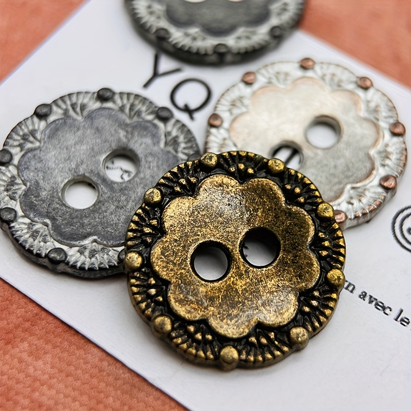 5Pcs 15/18/20/23/25/28/30/33mm Metal Shank Buttons Decorative Clothing