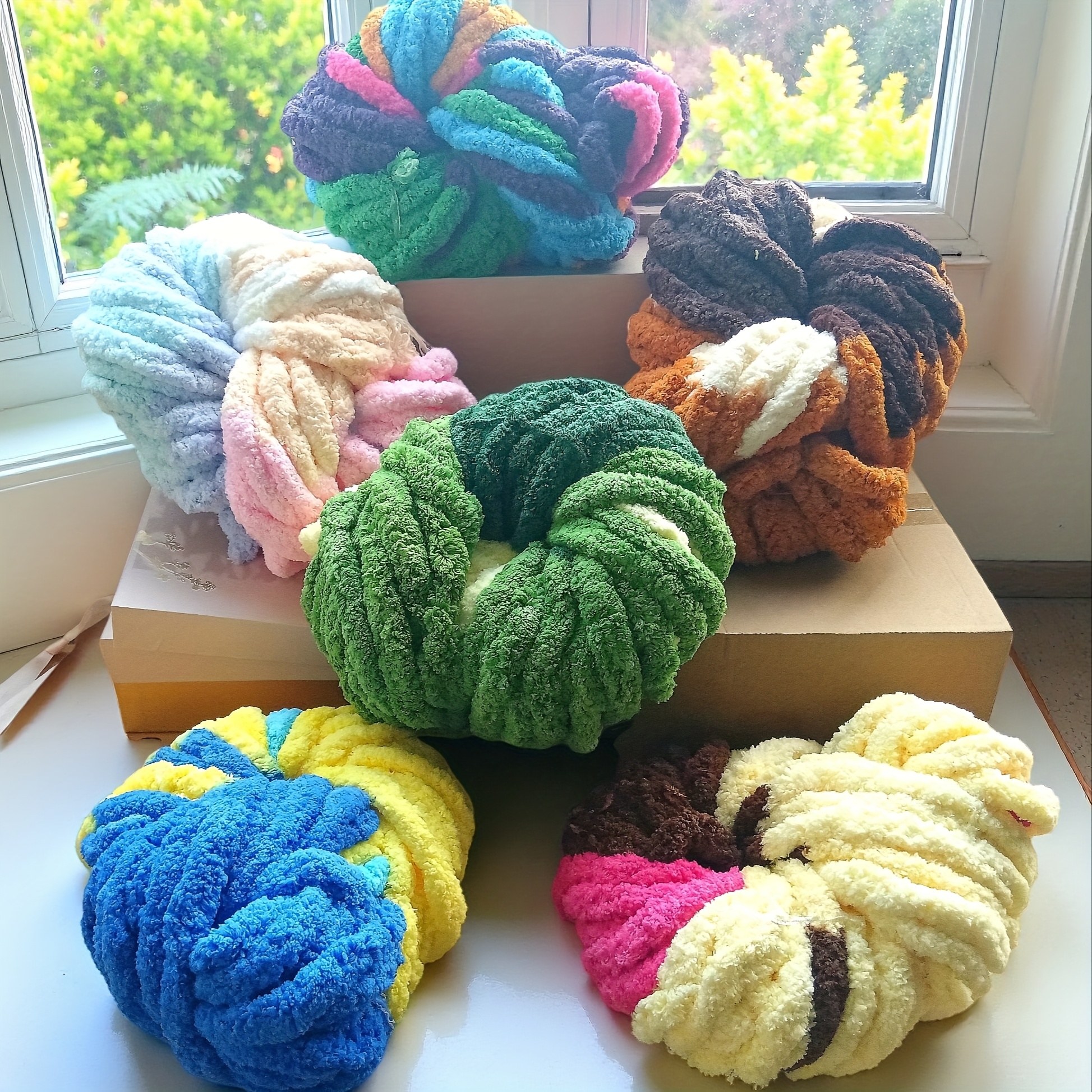 1pc Large Thick Tie-Dye Chunky Chenille Yarn, Suitable for Arm Knitting,  Fluffy Soft Thumb Thick Yarn, Suitable for Crochet Knitting, Super Thick  Plus