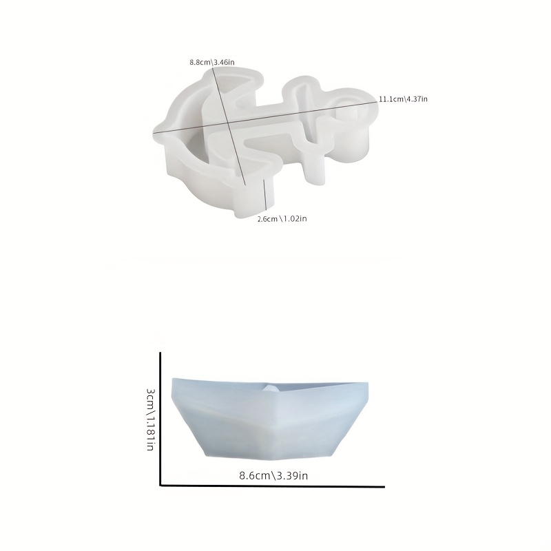 Image of 2pcs Ocean-themed Resin Silicone Mold, Anchor And Paper Boat Design, Suitable For Plaster, Wax Candles, Clay Crafts, Holiday Gifts, And Tabletop Decorations