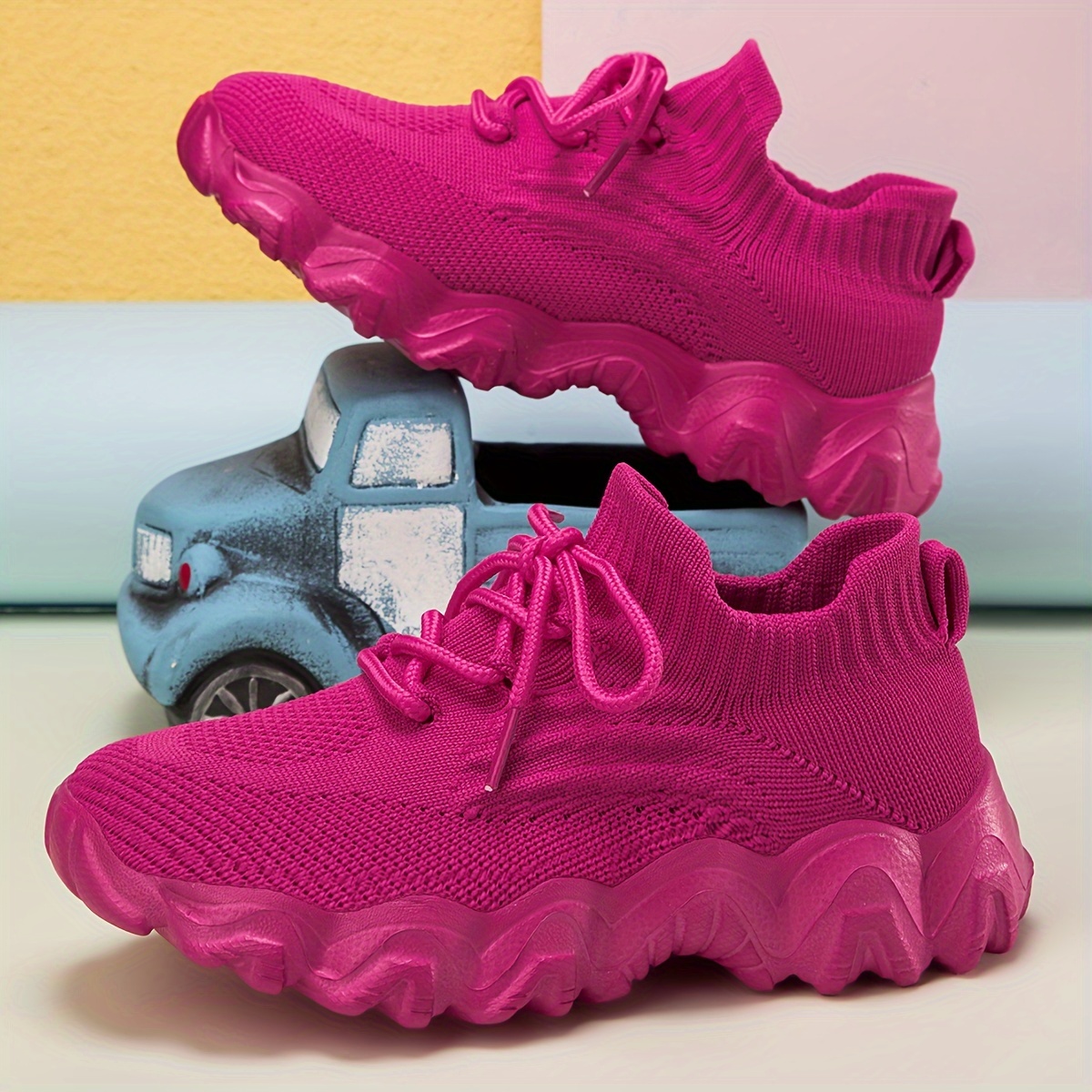 

Casual Solid Color Low Top Lace Up Woven Sneakers For Girls, Breathable Lightweight Anti Slip Sneakers For Outdoor Walking Running
