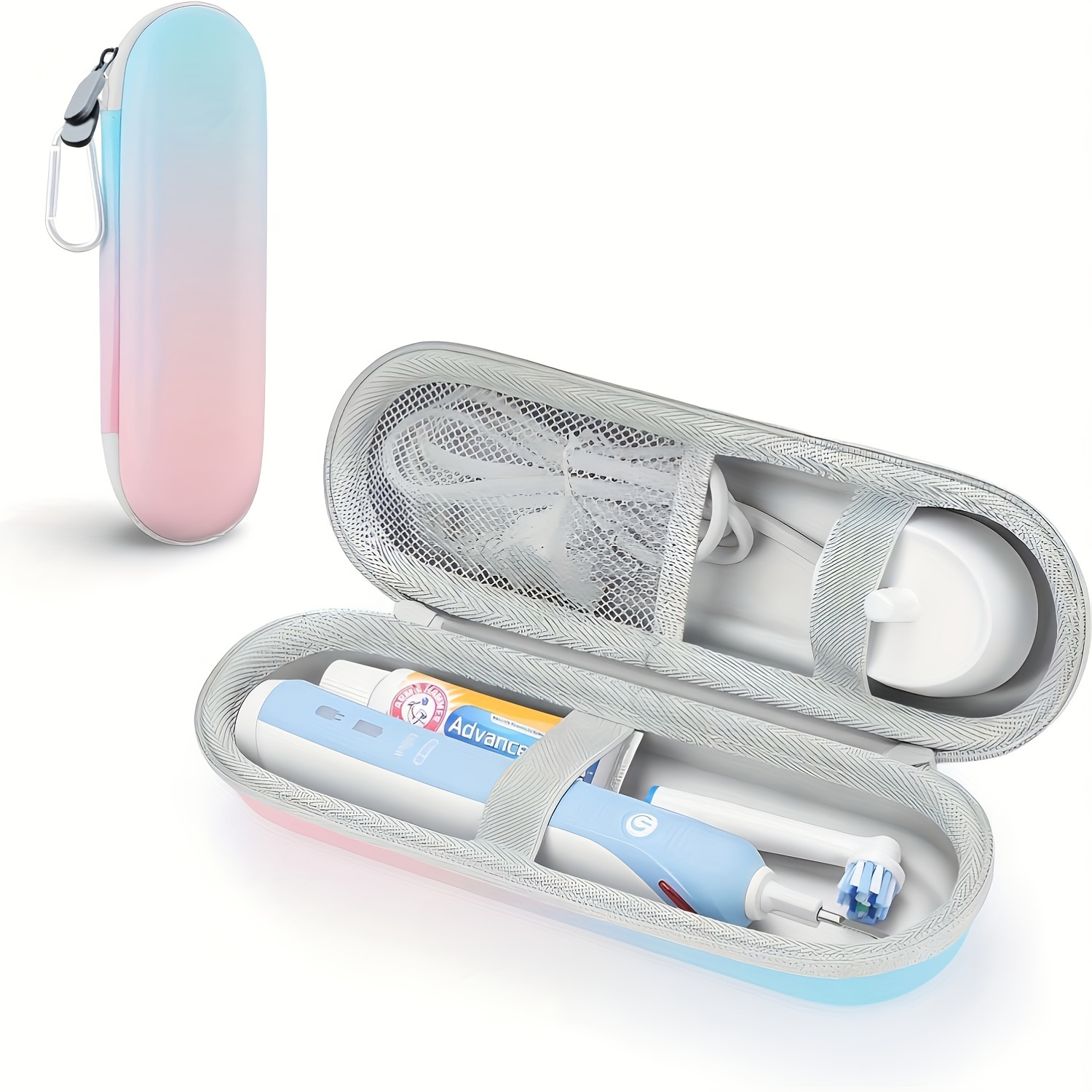 

Travel-friendly Electric Toothbrush Case - Shockproof Eva With Waterproof Pu Coating, Spacious Storage For Brushes, Heads & Accessories - Hypoallergenic Organizer