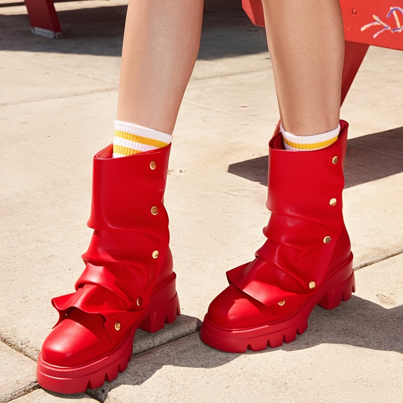 big red boots sold on Temu United States
