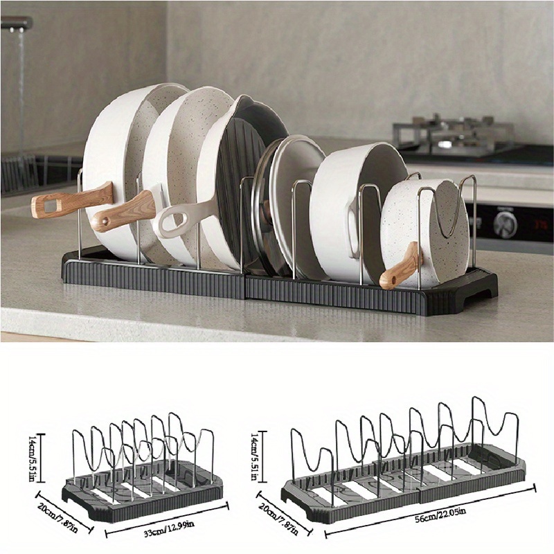 TEMU [pot Rack] Retractable Pot Rack Kitchen Storage Drawer-type Pot And Flat Pan Storage Cabinet - Sliding Lid Rack And Kitchen Flat Pan Rack,